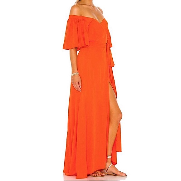 LSPACE PANAMA MAXI  DRESS FLOWY OFF SHOULDER OR ON IN POPPY SIZE LARGE NWT - Picture 4 of 10
